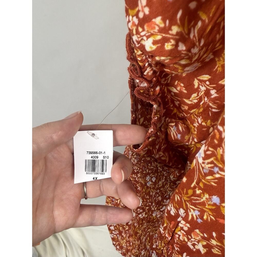 NWT Old Navy 4x Fall Floral Boho Cottage Core Hippy Modest Elastic Peasant Top‎ - Picture 3 of 7